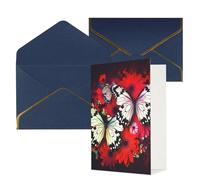 KKLWEGU Biglietto di auguri con farfalle e fiori colorati con buste Thinking of You, biglietto di auguri per compleanno, matrimonio, biglietti vuoti per tutte le occasioni, 10,2 x 15,2 cm