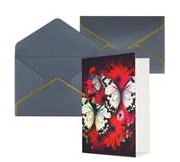 KKLWEGU Biglietto di auguri con farfalle e fiori colorati con buste Thinking of You, biglietto di auguri per compleanno, matrimonio, biglietti vuoti per tutte le occasioni, 10,2 x 15,2 cm