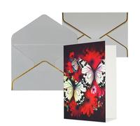 KKLWEGU Biglietto di auguri con farfalle e fiori colorati con buste Thinking of You, biglietto di auguri per compleanno, matrimonio, biglietti vuoti per tutte le occasioni, 10,2 x 15,2 cm