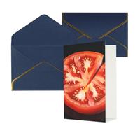 KKLWEGU Biglietto di auguri con fetta di pomodoro con buste Thinking of You, biglietto di auguri di buon compleanno, matrimonio, biglietti vuoti per tutte le occasioni, 10 x 15 cm