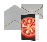 KKLWEGU Biglietto di auguri con fetta di pomodoro con buste Thinking of You, biglietto di auguri di buon compleanno, matrimonio, biglietti vuoti per tutte le occasioni, 10 x 15 cm