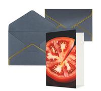 KKLWEGU Biglietto di auguri con fetta di pomodoro con buste Thinking of You, biglietto di auguri di buon compleanno, matrimonio, biglietti vuoti per tutte le occasioni, 10 x 15 cm