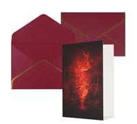 KKLWEGU Biglietto di auguri con fiamme rosse con buste Thinking of You, biglietto di auguri di buon compleanno, matrimonio, biglietti vuoti per tutte le occasioni, 10 x 15 cm