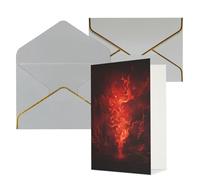 KKLWEGU Biglietto di auguri con fiamme rosse con buste Thinking of You, biglietto di auguri di buon compleanno, matrimonio, biglietti vuoti per tutte le occasioni, 10 x 15 cm