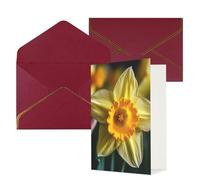 KKLWEGU Biglietto di auguri con fiori di narciso con buste Thinking of You, biglietto di auguri per compleanno, matrimonio, biglietti vuoti per tutte le occasioni, 10 x 15 cm