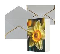 KKLWEGU Biglietto di auguri con fiori di narciso con buste Thinking of You, biglietto di auguri per compleanno, matrimonio, biglietti vuoti per tutte le occasioni, 10 x 15 cm