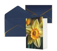 KKLWEGU Biglietto di auguri con fiori di narciso con buste Thinking of You, biglietto di auguri per compleanno, matrimonio, biglietti vuoti per tutte le occasioni, 10 x 15 cm