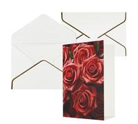 KKLWEGU Biglietto di auguri con molte rose rosse con buste Thinking of You Biglietto di buon compleanno invito a nozze biglietti vuoti per tutte le occasioni 4x6