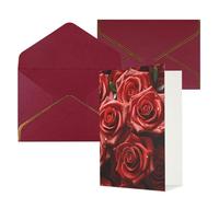 KKLWEGU Biglietto di auguri con molte rose rosse con buste Thinking of You Biglietto di buon compleanno invito a nozze biglietti vuoti per tutte le occasioni 4x6