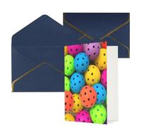 KKLWEGU Biglietto di auguri con motivo a palline da pickleball, con buste, biglietto di auguri di buon compleanno, invito a matrimonio, biglietti vuoti per tutte le occasioni, 10,2 x 15,2 cm