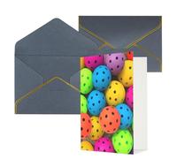 KKLWEGU Biglietto di auguri con motivo a palline da pickleball, con buste, biglietto di auguri di buon compleanno, invito a matrimonio, biglietti vuoti per tutte le occasioni, 10,2 x 15,2 cm