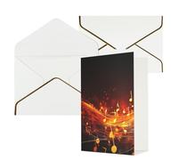 KKLWEGU Biglietto di auguri con note musicali e buste, motivo fiamma rossa, biglietto di auguri per compleanno, matrimonio, biglietti vuoti per tutte le occasioni, 10 x 15 cm