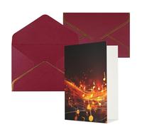 KKLWEGU Biglietto di auguri con note musicali e buste, motivo fiamma rossa, biglietto di auguri per compleanno, matrimonio, biglietti vuoti per tutte le occasioni, 10 x 15 cm