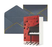 KKLWEGU Biglietto di auguri con note musicali, pianoforte, con buste, biglietto di auguri per compleanno, matrimonio, biglietti vuoti per tutte le occasioni, 10,2 x 15,2 cm