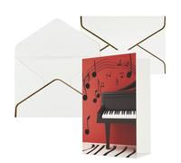 KKLWEGU Biglietto di auguri con note musicali, pianoforte, con buste, biglietto di auguri per compleanno, matrimonio, biglietti vuoti per tutte le occasioni, 10,2 x 15,2 cm