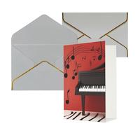 KKLWEGU Biglietto di auguri con note musicali, pianoforte, con buste, biglietto di auguri per compleanno, matrimonio, biglietti vuoti per tutte le occasioni, 10,2 x 15,2 cm