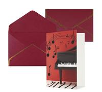 KKLWEGU Biglietto di auguri con note musicali, pianoforte, con buste, biglietto di auguri per compleanno, matrimonio, biglietti vuoti per tutte le occasioni, 10,2 x 15,2 cm