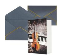 KKLWEGU Biglietto di auguri con note musicali, pianoforte, violino, con buste, biglietto di auguri di buon compleanno, invito a matrimonio, biglietti vuoti per tutte le occasioni, 10,2 x 15,2 cm