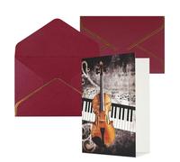 KKLWEGU Biglietto di auguri con note musicali, pianoforte, violino, con buste, biglietto di auguri di buon compleanno, invito a matrimonio, biglietti vuoti per tutte le occasioni, 10,2 x 15,2 cm