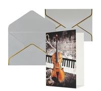 KKLWEGU Biglietto di auguri con note musicali, pianoforte, violino, con buste, biglietto di auguri di buon compleanno, invito a matrimonio, biglietti vuoti per tutte le occasioni, 10,2 x 15,2 cm
