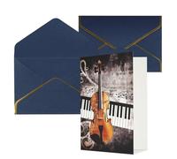 KKLWEGU Biglietto di auguri con note musicali, pianoforte, violino, con buste, biglietto di auguri di buon compleanno, invito a matrimonio, biglietti vuoti per tutte le occasioni, 10,2 x 15,2 cm