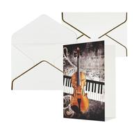 KKLWEGU Biglietto di auguri con note musicali, pianoforte, violino, con buste, biglietto di auguri di buon compleanno, invito a matrimonio, biglietti vuoti per tutte le occasioni, 10,2 x 15,2 cm