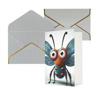 KKLWEGU Biglietto di auguri con occhi di insetti e ali con buste Thinking of You, biglietto di auguri per compleanno, matrimonio, biglietti vuoti per tutte le occasioni, 10 x 15 cm