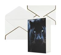 KKLWEGU Biglietto di auguri con pantera con occhi azzurri, con buste, biglietto di auguri di buon compleanno, invito a matrimonio, biglietti vuoti per tutte le occasioni, 10 x 15 cm
