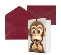 KKLWEGU Biglietto di auguri con scritta "The Silent Monkey", con buste, per compleanno, matrimonio, invito, biglietti per tutte le occasioni, 10 x 15 cm