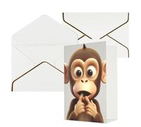 KKLWEGU Biglietto di auguri con scritta "The Silent Monkey", con buste, per compleanno, matrimonio, invito, biglietti per tutte le occasioni, 10 x 15 cm