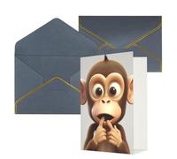 KKLWEGU Biglietto di auguri con scritta "The Silent Monkey", con buste, per compleanno, matrimonio, invito, biglietti per tutte le occasioni, 10 x 15 cm