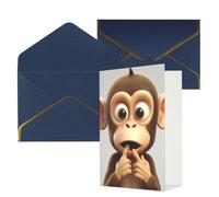 KKLWEGU Biglietto di auguri con scritta "The Silent Monkey", con buste, per compleanno, matrimonio, invito, biglietti per tutte le occasioni, 10 x 15 cm