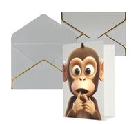 KKLWEGU Biglietto di auguri con scritta "The Silent Monkey", con buste, per compleanno, matrimonio, invito, biglietti per tutte le occasioni, 10 x 15 cm