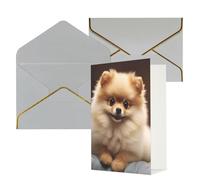 KKLWEGU Biglietto di auguri con simpatico cane della Pomerania con buste Thinking of You Biglietto di buon compleanno invito a nozze biglietti vuoti per tutte le occasioni 4x6