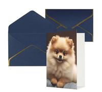 KKLWEGU Biglietto di auguri con simpatico cane della Pomerania con buste Thinking of You Biglietto di buon compleanno invito a nozze biglietti vuoti per tutte le occasioni 4x6