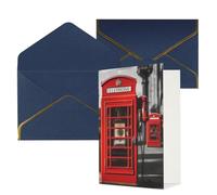 KKLWEGU Biglietto di auguri con telefono, con buste, motivo: Inghilterra, Regno Unito, stile retrò, con scritta "Thinking of You", per compleanno, matrimonio, biglietti vuoti per tutte le occasioni