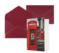 KKLWEGU Biglietto di auguri con telefono, con buste, motivo: Inghilterra, Regno Unito, stile retrò, con scritta "Thinking of You", per compleanno, matrimonio, biglietti vuoti per tutte le occasioni