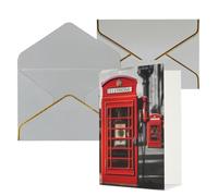 KKLWEGU Biglietto di auguri con telefono, con buste, motivo: Inghilterra, Regno Unito, stile retrò, con scritta "Thinking of You", per compleanno, matrimonio, biglietti vuoti per tutte le occasioni