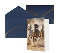 KKLWEGU Biglietto di auguri con tre cavalli che corrono con buste Thinking of You Biglietto di buon compleanno invito a nozze biglietti vuoti per tutte le occasioni 4x6