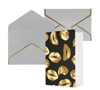 KKLWEGU Biglietto di auguri labbra dorate con busta "Pensare a te" Biglietto di auguri di buon compleanno invito a nozze biglietto vuoto per tutte le occasioni 4x6