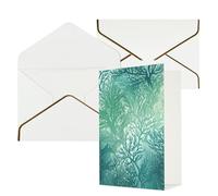 KKLWEGU Biglietto di auguri verde con alghe marine blu mare con buste Thinking of You, biglietto di auguri di buon compleanno, matrimonio, biglietti vuoti per tutte le occasioni, 10,2 x 15,2 cm