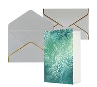 KKLWEGU Biglietto di auguri verde con alghe marine blu mare con buste Thinking of You, biglietto di auguri di buon compleanno, matrimonio, biglietti vuoti per tutte le occasioni, 10,2 x 15,2 cm