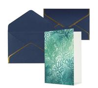 KKLWEGU Biglietto di auguri verde con alghe marine blu mare con buste Thinking of You, biglietto di auguri di buon compleanno, matrimonio, biglietti vuoti per tutte le occasioni, 10,2 x 15,2 cm