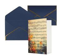 KKLWEGU Biglietto di auguri vintage con note musicali con buste Thinking of You, biglietto di auguri di buon compleanno, matrimonio, biglietti vuoti per tutte le occasioni, 10 x 15 cm