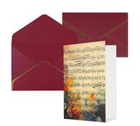 KKLWEGU Biglietto di auguri vintage con note musicali con buste Thinking of You, biglietto di auguri di buon compleanno, matrimonio, biglietti vuoti per tutte le occasioni, 10 x 15 cm