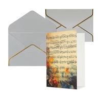 KKLWEGU Biglietto di auguri vintage con note musicali con buste Thinking of You, biglietto di auguri di buon compleanno, matrimonio, biglietti vuoti per tutte le occasioni, 10 x 15 cm