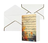 KKLWEGU Biglietto di auguri vintage con note musicali con buste Thinking of You, biglietto di auguri di buon compleanno, matrimonio, biglietti vuoti per tutte le occasioni, 10 x 15 cm