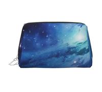 KKLWEGU Blue Universe Space Galaxy Borsa per il trucco in pelle borsa cosmetica impermeabile organizer piccola borsa per trucco con cerniera borsa portatile da viaggio per donne ragazze, Argento
