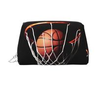 KKLWEGU Borsa da trucco in pelle da basket borsa cosmetica impermeabile organizer piccola borsa per trucco con cerniera borsa da viaggio portatile per donne ragazze, Argento, Taglia unica