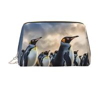 KKLWEGU Borsa per il trucco in pelle a forma di pinguino marino, impermeabile, organizer per cosmetici, piccola borsa per trucco con cerniera, borsa da toeletta da viaggio portatile per donne e